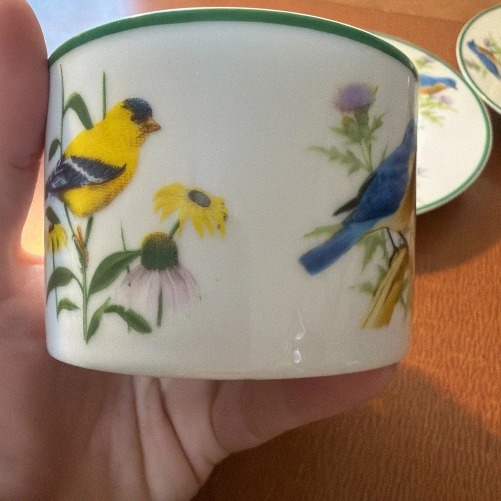 2 National Wildlife Federation‎ Cup Saucer Songbirds Bluebird Cardinal Birds +